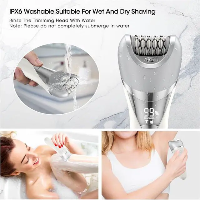 Alt view image 5 of 7 - Epilator for Women, 7 in 1 Hair Removal Epilator, Electric Shaver for Women, Facial Brush, Face Massage and Body Exfoliator, IPX6 Waterproof Lady Razor for Whole body.
