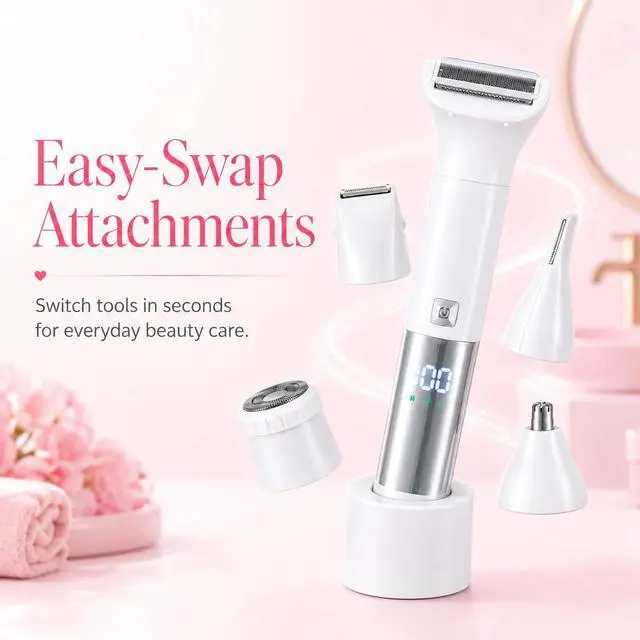 Alt view image 4 of 7 - 6-in-1 Epilator for Women Rechargeable Cordless Bikini Trimmer and Body Hair Removal Device for Legs, Arms, Underarms, Face and Sensitive Areas