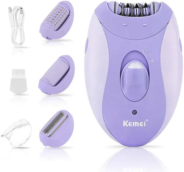 Main image of 4-in-1 Women's Epilator Hair Remover for Face Legs Arms km-6037 | Women's Shaver & Hair Remover for Face, Legs, Arms, Body, Bikini; 2 Speeds, USB Charging, 90 min