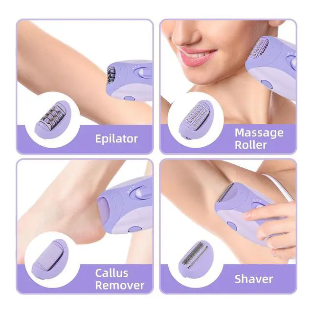 Alt view image 5 of 7 - 4-in-1 Women's Epilator Hair Remover for Face Legs Arms km-6037 | Women's Shaver & Hair Remover for Face, Legs, Arms, Body, Bikini; 2 Speeds, USB Charging, 90 min