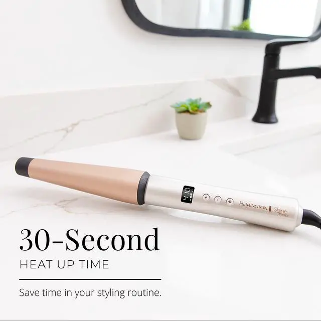 Alt view image 5 of 6 - Shine Therapy Tapered Curling Wand, 11.5 Inch | Fast 30-second Heat-up, Argan Oil and Keratin Infusion, Tousled Wave Styling, Auto Shut-off for Safety, Includes Heat Glove