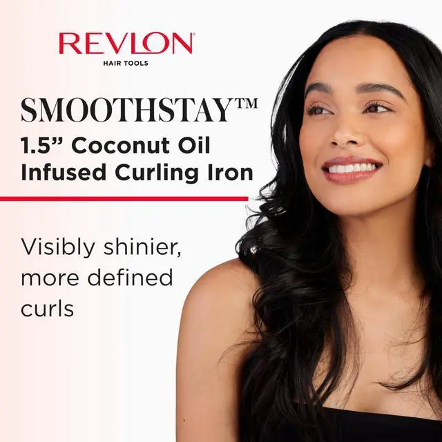 Alt view image 2 of 7 - SmoothStay 1.5" Coconut Oil Infused Curling Iron | Ceramic Curling Iron with Tourmaline Ionic Technology, Loose Soft Curls, Enhanced Shine, Reduced Frizz, Dual Voltage