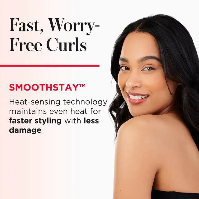 Alt view image 4 of 7 - SmoothStay 1.5" Coconut Oil Infused Curling Iron | Ceramic Curling Iron with Tourmaline Ionic Technology, Loose Soft Curls, Enhanced Shine, Reduced Frizz, Dual Voltage