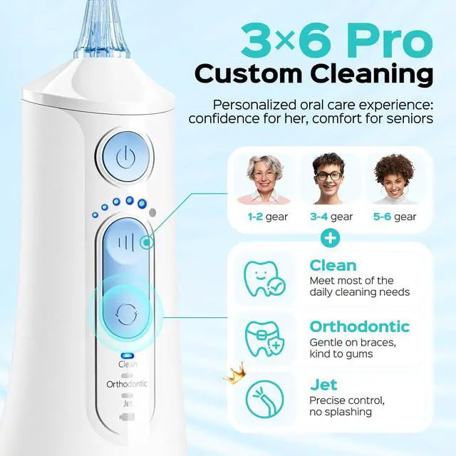 Alt view image 6 of 7 - ADA Accepted C51 Water Dental Flosser for Teeth, 3 Modes 6 Pressure | Water Dental Pick for Orthodontic, Braces, Sensitive Gums, Multiple Users, Compact for Travel Built-in Nozzle Storage, White