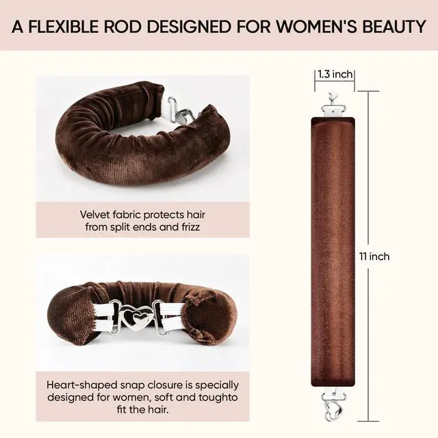 Alt view image 2 of 6 - Heatless Curls Overnight Hair Care Set - Jumbo Velvet Hair Curlers | No Heat Hair Rollers for Women, Comfortable Sleep-In Hair Rollers with Satin Scarf, No Heat Damage Curling Rods for All Hair