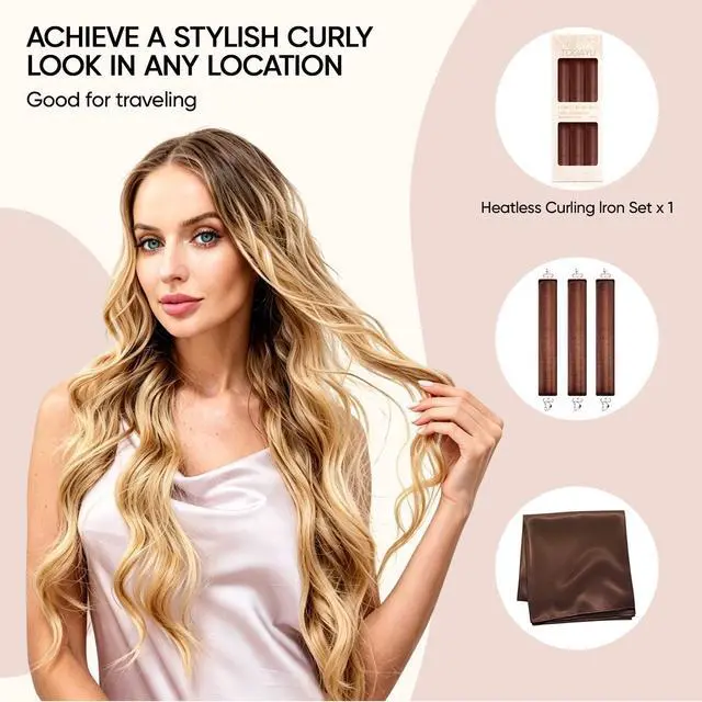 Alt view image 5 of 6 - Heatless Curls Overnight Hair Care Set - Jumbo Velvet Hair Curlers | No Heat Hair Rollers for Women, Comfortable Sleep-In Hair Rollers with Satin Scarf, No Heat Damage Curling Rods for All Hair