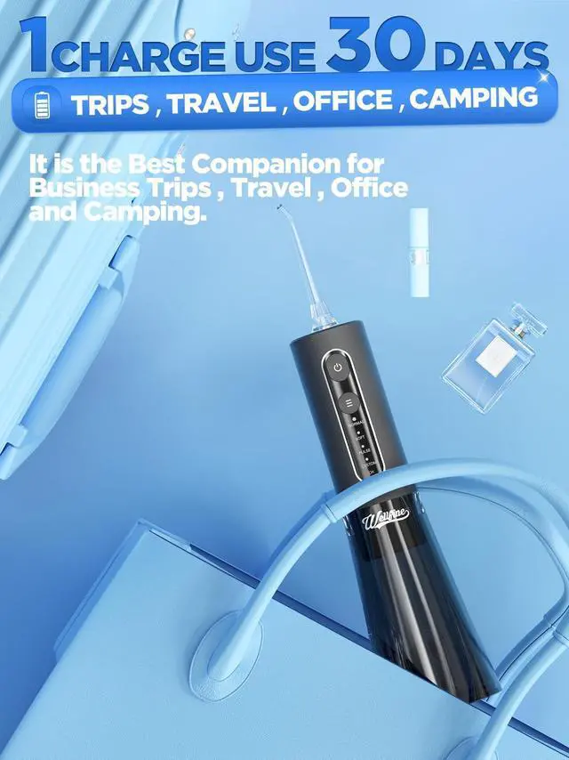 Alt view image 6 of 6 - Water Dental Flosser Teeth Pick: Portable Cordless 4 Modes Flossers Pic 300ML Rechargeable Floss Pik Powerful IPX7 Waterproof Oral Irrigator for Cleaning Gum Care Braces for Home Travel