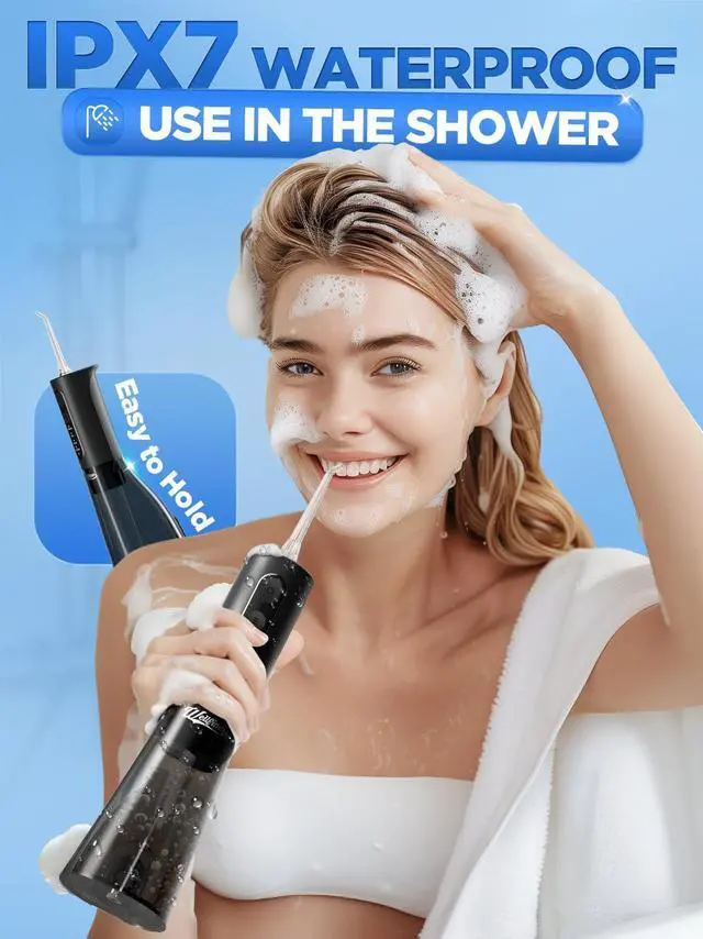 Alt view image 5 of 6 - Water Dental Flosser Teeth Pick: Portable Cordless 4 Modes Flossers Pic 300ML Rechargeable Floss Pik Powerful IPX7 Waterproof Oral Irrigator for Cleaning Gum Care Braces for Home Travel