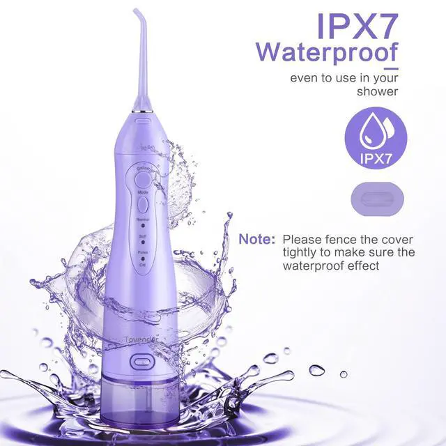 Alt view image 7 of 7 - Electric Water Flosser, Cordless Dental Oral Irrigator for Teeth | 3 Modes, 5 Tips, IPX7 Waterproof 300ML Travel Water Teeth Cleaner for Braces Care Teeth Gums Cleaning, Home Office Daily Use