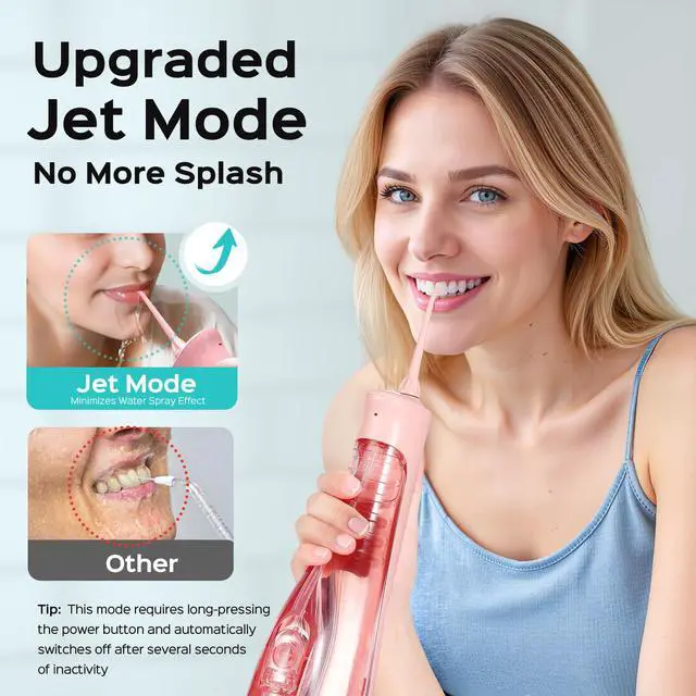 Alt view image 6 of 7 - ADA Accepted C50 Water Dental Flosser, 4 Modes 5 Intensity Levels | Professional Water Teeth Pick for Braces, Orthodontics & Sensitive Gums, Compact Cordless for Family Home Travel,Pink