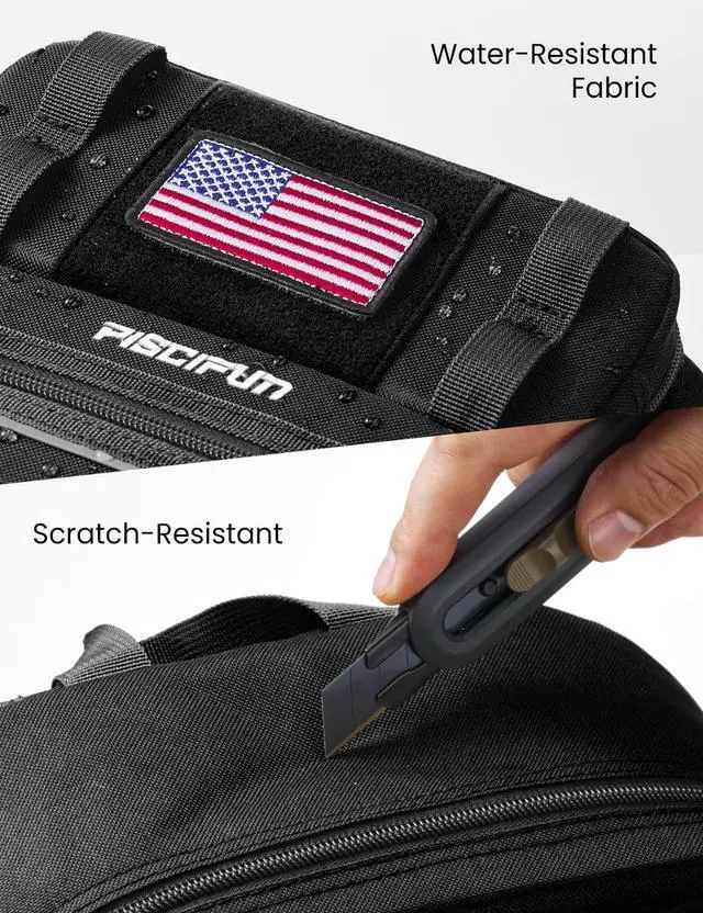Alt view image 3 of 7 - Fishing Backpack Tackle Bag, MOLLE & 2 Rod Holders, Multi Storage | Water-Resistant Lightweight Outdoor Pack, fits 3×3600 boxes, reinforced stitching