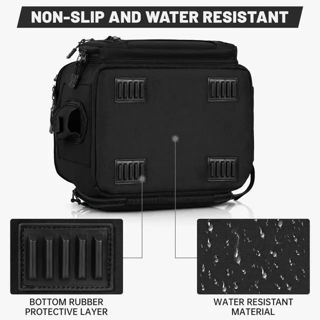 Alt view image 6 of 7 - Fishing Tackle Bag Empty, Fits 3400-3600 & 4007 Lure Boxes | Water Resistant Fishing Gear Storage Bag, Portable Padded Shoulder Strap Bag for Saltwater Freshwater, Black