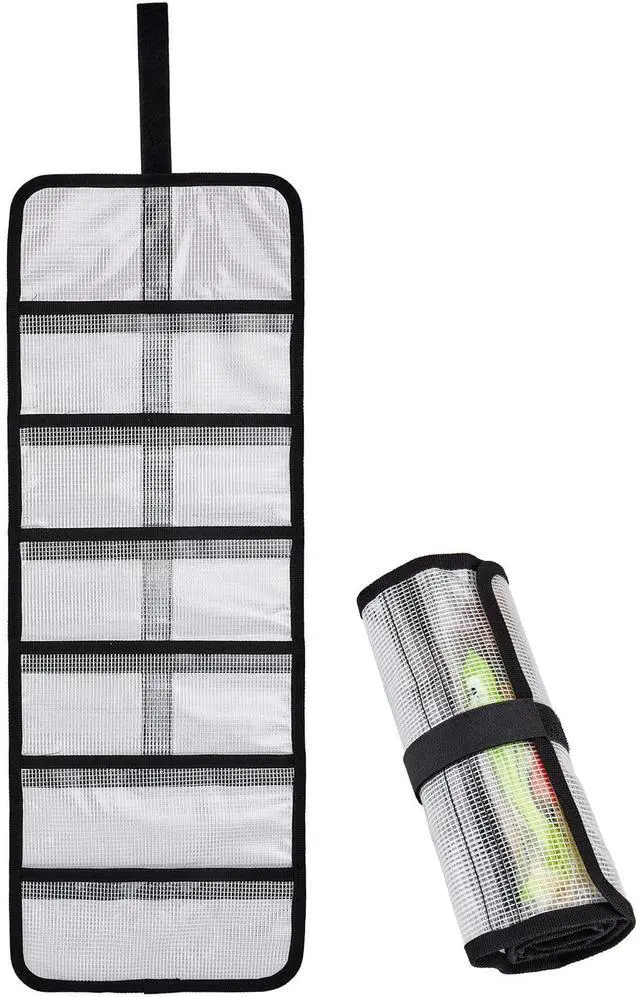 Main image of Roll Up Fishing Lure Wraps Set-25" X 9" Durable Lure Bag 6 Pocket PVC Protective Cover Saltwater Hook Covers Fabric Lure Protector Trolling Lure Tackle Box Large 1 PC