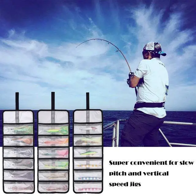 Alt view image 6 of 7 - Roll Up Fishing Lure Wraps Set-25" X 9" Durable Lure Bag 6 Pocket PVC Protective Cover Saltwater Hook Covers Fabric Lure Protector Trolling Lure Tackle Box Large 1 PC
