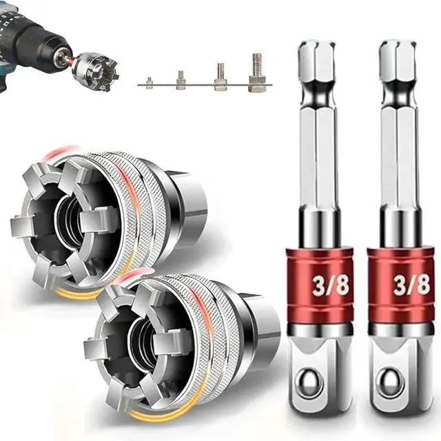 Main image of New 2 Sets Adjustable Universal Socket Wrench Tool Set - Multi-Function 10mm-19mm Universal Maintenance Socket for 3/8" Drive Ratchet, Torque Wrench & Power Drill