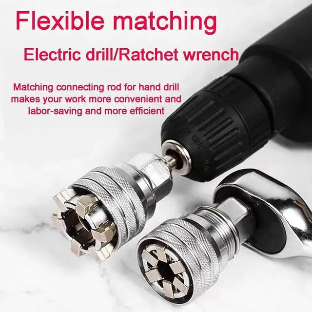 Alt view image 3 of 7 - New 2 Sets Adjustable Universal Socket Wrench Tool Set - Multi-Function 10mm-19mm Universal Maintenance Socket for 3/8" Drive Ratchet, Torque Wrench & Power Drill