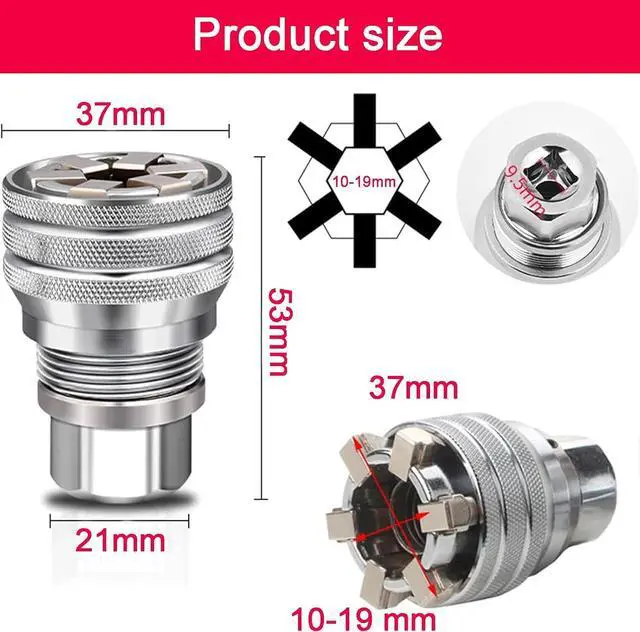 Alt view image 7 of 7 - New 2 Sets Adjustable Universal Socket Wrench Tool Set - Multi-Function 10mm-19mm Universal Maintenance Socket for 3/8" Drive Ratchet, Torque Wrench & Power Drill