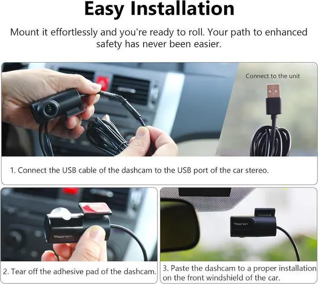 Alt view image 12 of 14 - 2025 Eonon 720P HD Dash Camera Recorder, 360°Adjustable Angle, Compatible with Eonon Android Car Stereos-A100