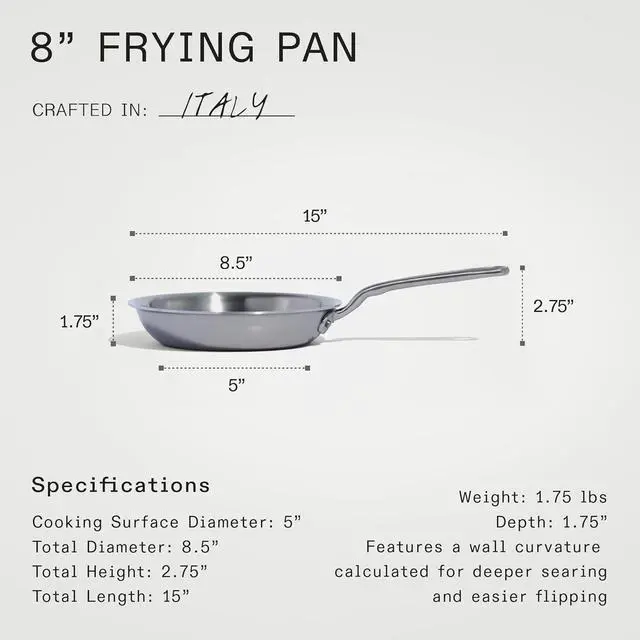 Alt view image 11 of 12 - Made In Cookware - 8-Inch Stainless Steel Frying Pan - 5 Ply Stainless Clad - Professional Cookware - Crafted in Italy - Induction Compatible