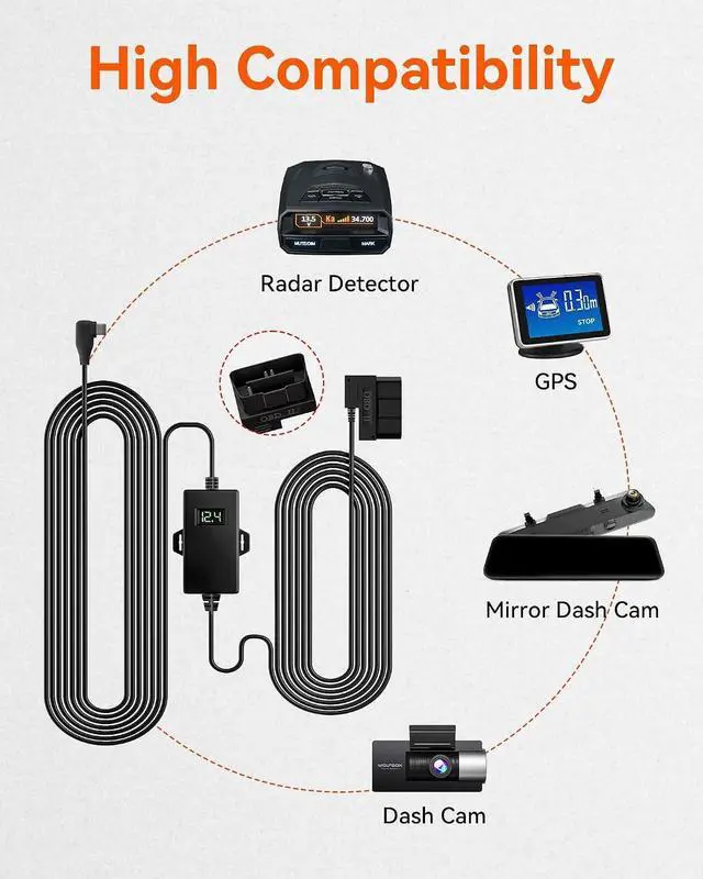 Alt view image 9 of 12 - WOLFBOX USB C Hardwire Kit OBD, Hard Wire Car Charger Cable Kit 12V-24V to 5V, Avoid Dash Cam Battery Drain, Suitable for G840S/G930/G840H/G850/G850PRO/X5/X5 DUO/i07/i17/X3 Dash Cam