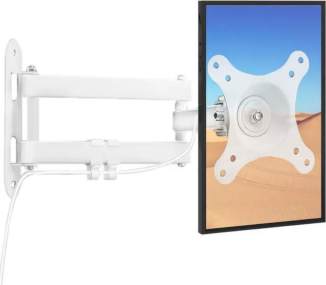 Alt view image 8 of 14 - Nuyoah TV Monitor Wall Mount Rotation Swivel and Tilt Extension for Most 13-32 Inch TV Screens, TV Mount Brackets with Articulating Arms VESA 100x100mm up to 33lbs, White