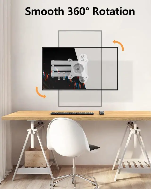 Alt view image 12 of 14 - Nuyoah TV Monitor Wall Mount Rotation Swivel and Tilt Extension for Most 13-32 Inch TV Screens, TV Mount Brackets with Articulating Arms VESA 100x100mm up to 33lbs, White