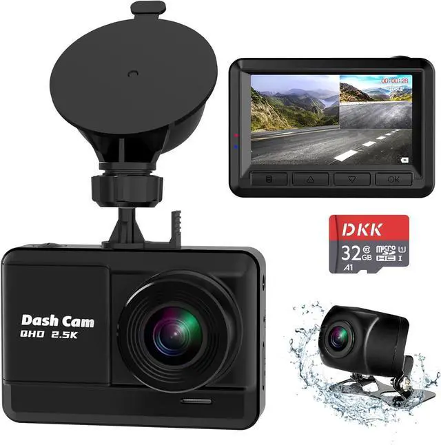 Alt view image 8 of 14 - Dash Cam Front and Rear, 2.5K+1080P Dual Dash Camera for Cars with 32GB SD Card, 2.45 inch IPS Screen, 2 Mounting Ways, Night Vision, WDR, Accident Lock, Loop Recording, Parking Monitor