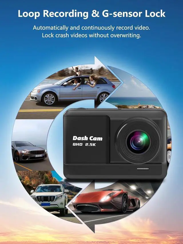Alt view image 11 of 14 - Dash Cam Front and Rear, 2.5K+1080P Dual Dash Camera for Cars with 32GB SD Card, 2.45 inch IPS Screen, 2 Mounting Ways, Night Vision, WDR, Accident Lock, Loop Recording, Parking Monitor