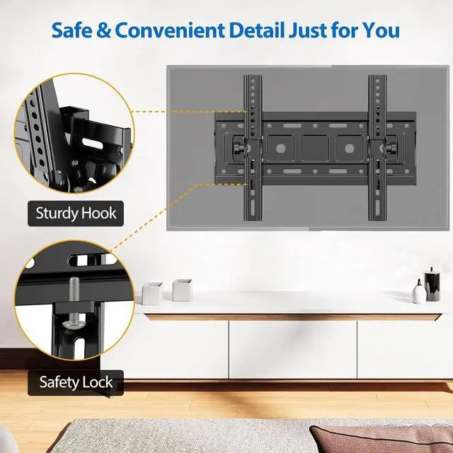 Alt view image 9 of 14 - Tilting TV Mount for Most 32-68",42 43 47 49 50 55 60 65 Inch TV Wall Mount Tilt Up and Down,Holds up to 132lbs with Max VESA 400x400mm,Universal Low Profile Flat Monitor Wall Mount TV Bracket