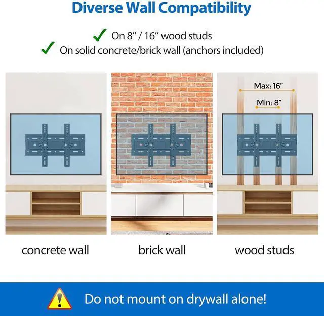 Alt view image 14 of 14 - Tilting TV Mount for Most 32-68",42 43 47 49 50 55 60 65 Inch TV Wall Mount Tilt Up and Down,Holds up to 132lbs with Max VESA 400x400mm,Universal Low Profile Flat Monitor Wall Mount TV Bracket