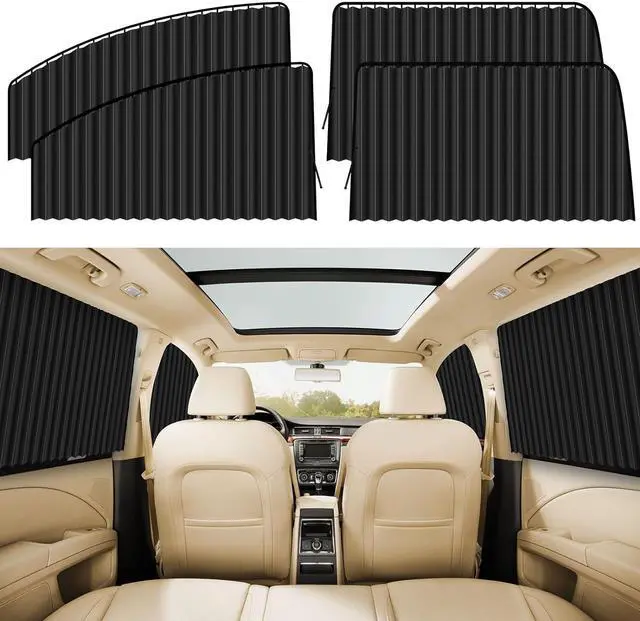 Alt view image 8 of 14 - ZATOOTO 4 PCS Side Window Sun Shade Black Privacy Sunshade - Magnetic Curtain Blinds Covers - Keeps Cooler Screen for Sleeping Camping Accessories