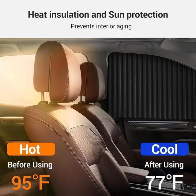 Alt view image 13 of 14 - ZATOOTO 4 PCS Side Window Sun Shade Black Privacy Sunshade - Magnetic Curtain Blinds Covers - Keeps Cooler Screen for Sleeping Camping Accessories