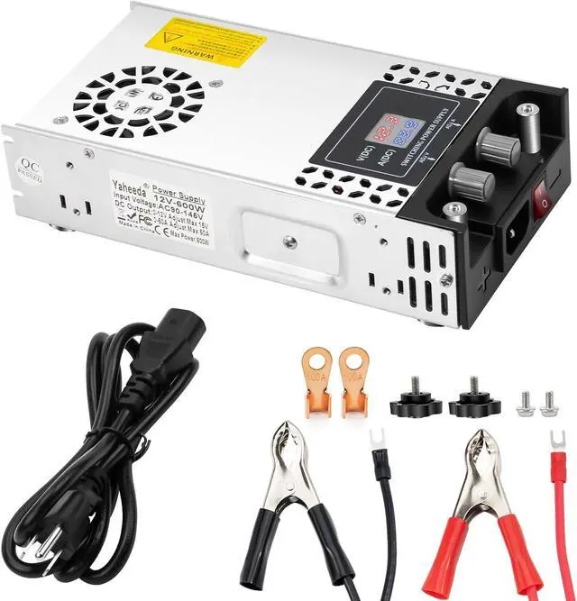 Alt view image 8 of 14 - Adjustable Power Supply with LED Display - AC110V/220V to DC 0-12V Converter 600W 50A Power Supply