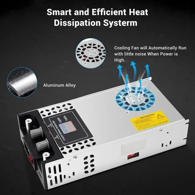 Alt view image 11 of 14 - Adjustable Power Supply with LED Display - AC110V/220V to DC 0-12V Converter 600W 50A Power Supply