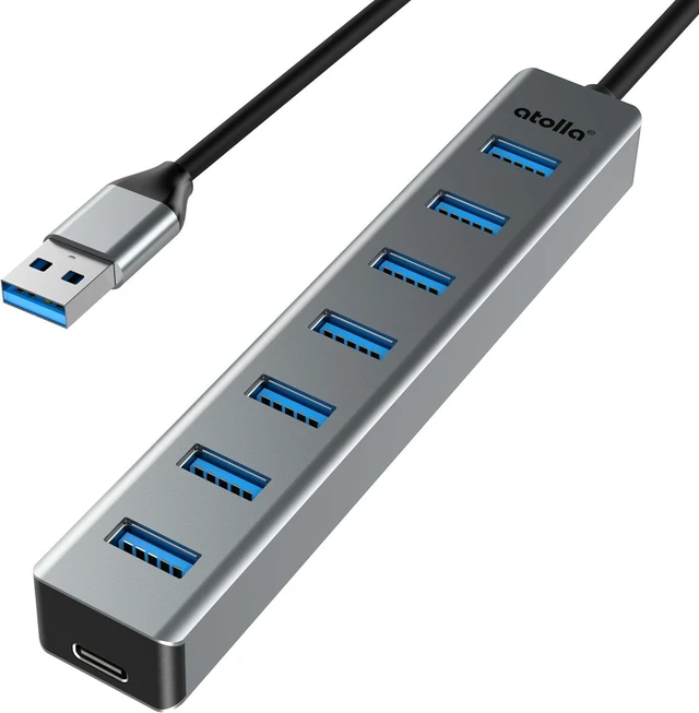 Alt view image 8 of 14 - USB 3.0 hub, atolla 7-Port Multi USB Aluminum hub, 1m Extension Cable USB Splitter, Suitable for PC, Laptop, MacBook Pro, etc.