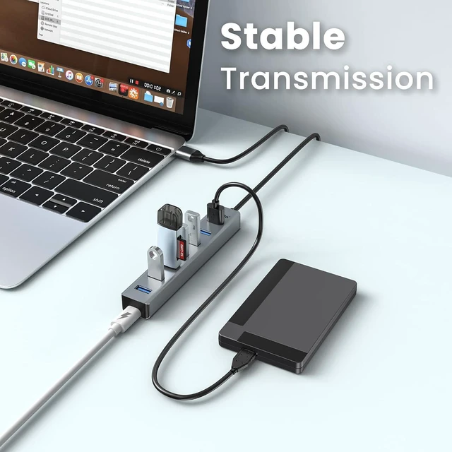 Alt view image 11 of 14 - USB 3.0 hub, atolla 7-Port Multi USB Aluminum hub, 1m Extension Cable USB Splitter, Suitable for PC, Laptop, MacBook Pro, etc.
