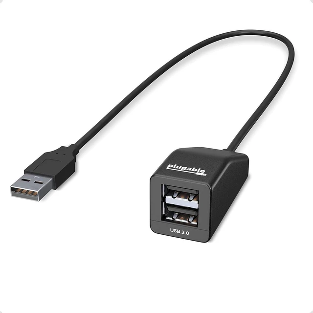 Alt view image 6 of 10 - Plugable 2-in-1 USB Splitter with Dual USB 2.0 Ports, Compatible with Windows, Linux, macOS, Chrome OS, USB Multiport Hub for Laptops