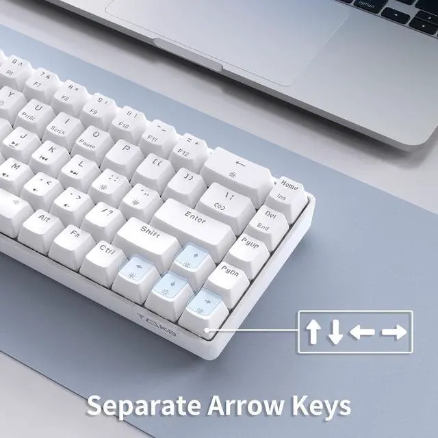 Alt view image 12 of 14 - TMKB T68SE Gaming Keyboard, 60% Mechanical Keyboard, LED Backlit Ultra-Compact 68 Keys Wired Mini Keyboard with Separate Arrow/Control Keys for Windows Laptop PC Gamer Typist with Red Switch-White
