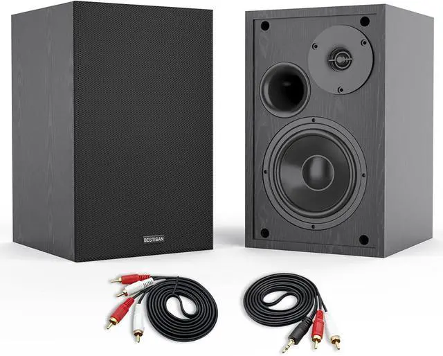 Alt view image 8 of 14 - BESTISAN 4 Inch Powered Bookshelf Speakers with Deep Bass, Bluetooth 5.0 Studio Monitor Speakers, 2.0 Neared Field Audio Speakers with 2 RCA Line Input, Set of 2 Black-New Model