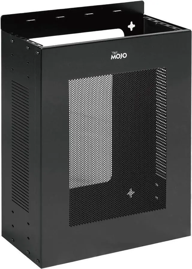 Alt view image 7 of 12 - Tecmojo 2U Vertical/Horizontal Wall Mountable Server Rack, with Vented Enclosure for 19" IT Equipment, Cable Modems, Telecom, A/V, Black