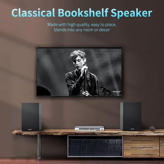Alt view image 13 of 14 - BESTISAN 4 Inch Powered Bookshelf Speakers with Deep Bass, Bluetooth 5.0 Studio Monitor Speakers, 2.0 Neared Field Audio Speakers with 2 RCA Line Input, Set of 2 Black-New Model