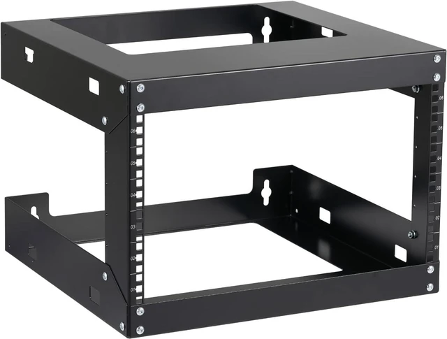 Alt view image 8 of 14 - 6U Wall Mount Rack Open Frame 19 Inch Server Equipment Network Cabinet 18 inches Depth Black by Tedgetal