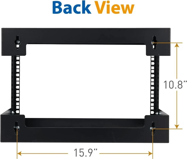 Alt view image 11 of 14 - 6U Wall Mount Rack Open Frame 19 Inch Server Equipment Network Cabinet 18 inches Depth Black by Tedgetal