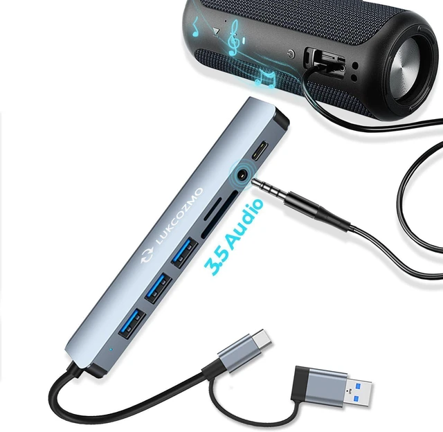 Alt view image 12 of 12 - USB Hub USB C Hub USB Splitter 7 in 1 USB Extender with 4 USB Port 1 USBC Port TF/SD Card Reader Audio Output Compatible with MacBook/Pad Pro/Dell/HP Laptop/Phones