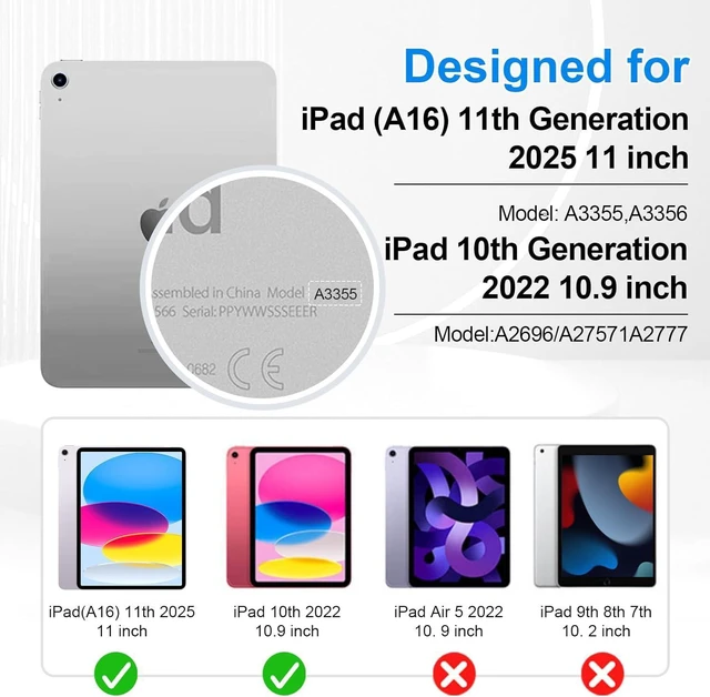 Alt view image 9 of 14 - SUPFIVES Case for iPad (A16) 11th/10th Generation 2022/2025, Full-Body Drop Protection Cover for iPad 10th Gen 10.9/11 inch with Screen Protector, 360° Rotate Stand, Shoulder Strap, Pencil Holder