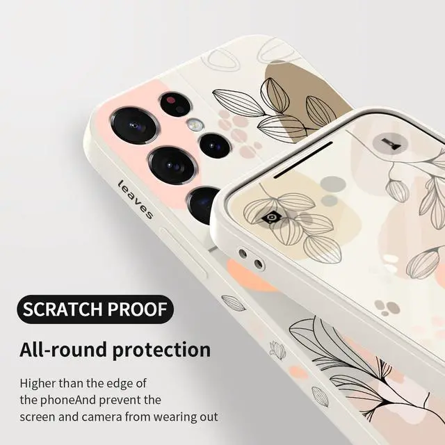 Alt view image 13 of 13 - for Samsung S21 Ultra Case, for Samsung Galaxy S21 Ultra Case Floral Creative Sides Phone Cover Fashionablee Designs Soft Silicone Slim S21 Ultra Phone Case-Morandi White