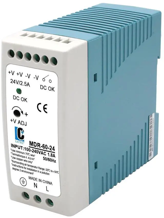 Alt view image 8 of 14 - DIn Rail DC 24V Switching Power Supply MDR 60W Rail Type(Input:100-240VAC,Output:24VDC,50/60HZ) Switch Converter (24V 2.5A)