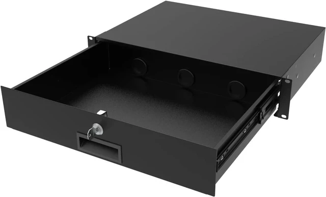 Alt view image 8 of 13 - 2U Server Cabinet Case 19 Inch Rack Mount Lockable Drawer with Key, 12.6 Inch Depth (2U)