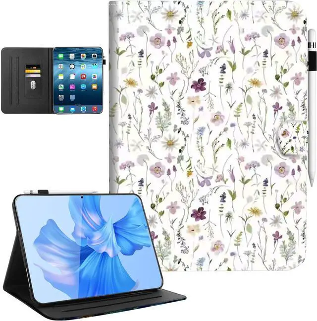 Alt view image 8 of 14 - for iPad (A16) 11th Generation Case, iPad 10th Generation Case with Pencil Holder, ipad case 10th Generation Multi-Angle Adjustable Stand with Magnetic Closure/Card Slots/Auto Wake Sleep, Floral