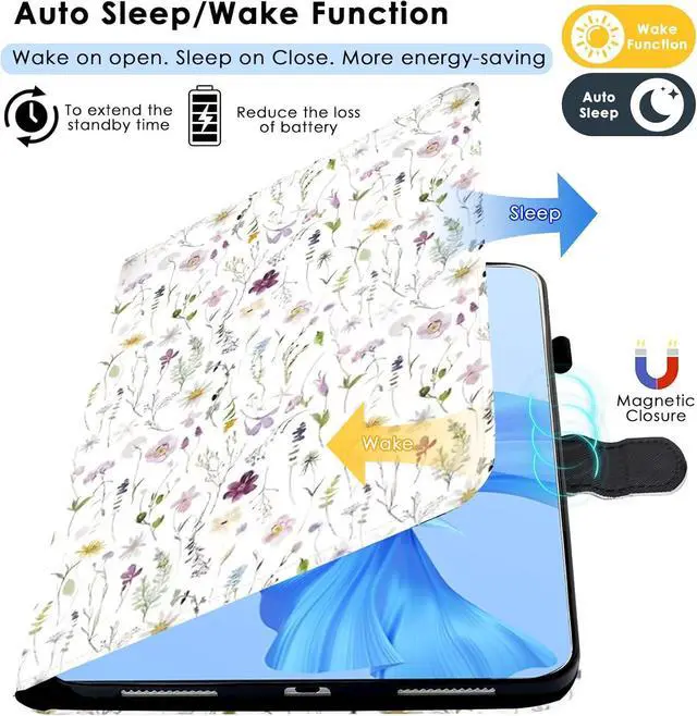 Alt view image 10 of 14 - for iPad (A16) 11th Generation Case, iPad 10th Generation Case with Pencil Holder, ipad case 10th Generation Multi-Angle Adjustable Stand with Magnetic Closure/Card Slots/Auto Wake Sleep, Floral